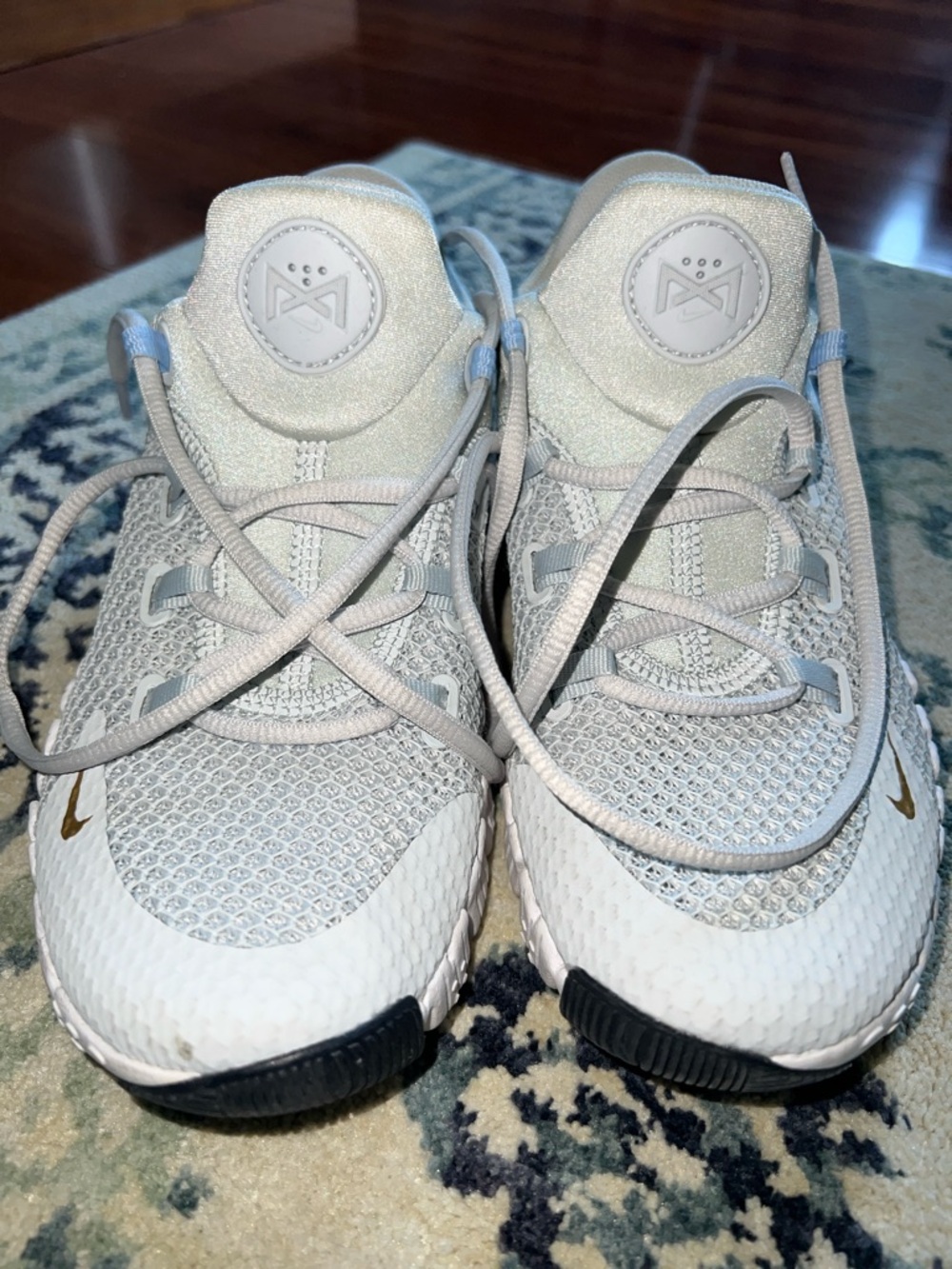 Women’s Nike Metcon Lightweight Grey-blue and Gold Athletic Shoes